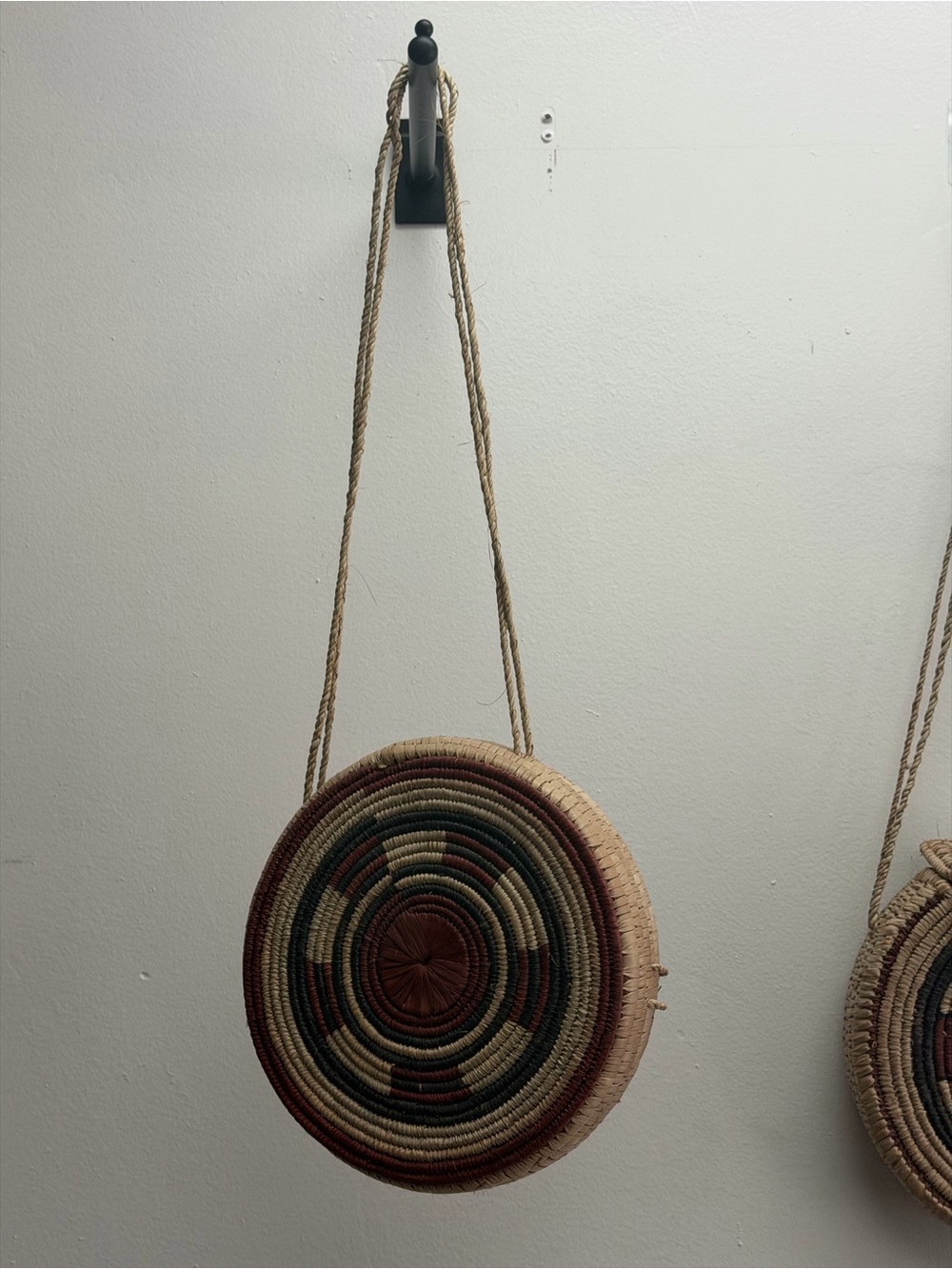 Handwoven Round Straw Crossbody Bag in Natural & Multicolor